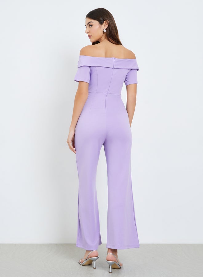 Styli Women Off Shoulder Jumpsuit with Corsage Detail - Image 4